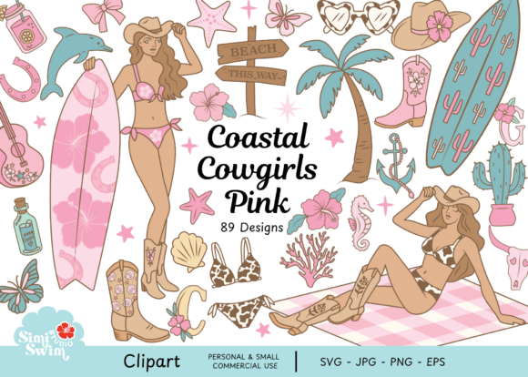 Coastal Cowgirl Clipart SVG, PNG, EPS