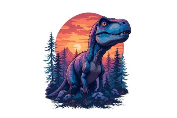 Funny Retro Dinosaur Illustration PNG Review
