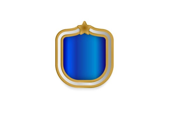 Golden Shield Badge and Label Retro Shape Design Review