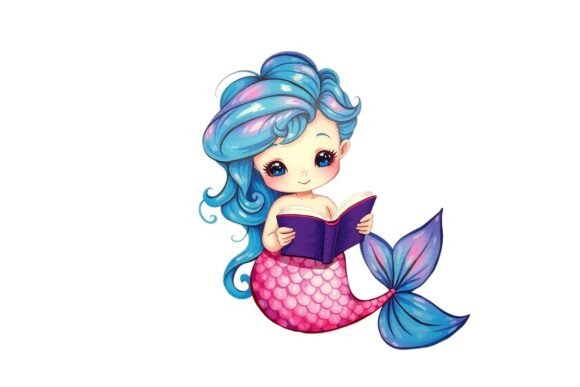 Mermaid Doodle Retro Style Illustration