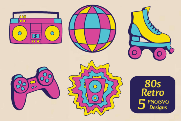 Neon 80s 90s Retro Doodle Bundle Review