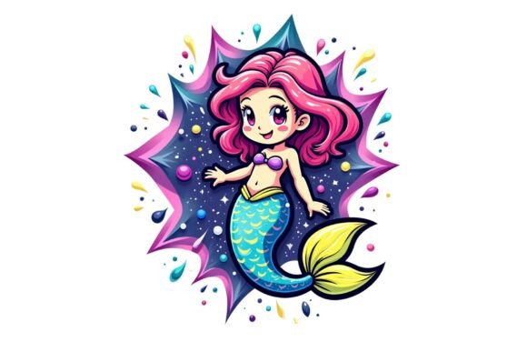 Retro Funky Nautical Mermaid Printable