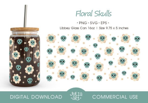 Retro Halloween Floral Skull Glass Can Review