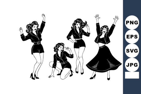 Retro Pin Up Dancing Women Vector Review