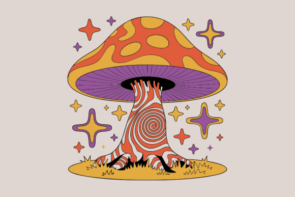 Retro Psychedelic Mushroom with Stars Embroidery Review