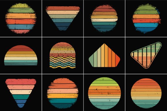 Retro Striped Sunset Shape Bundle Review
