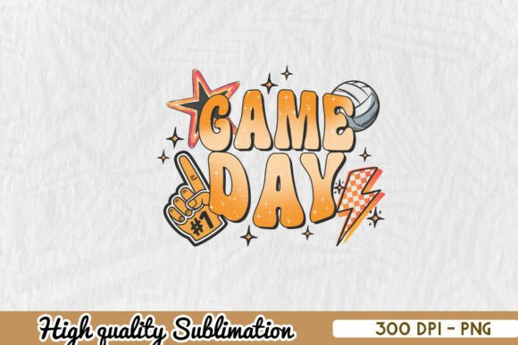 Retro Volleyball Game Day PNG Review
