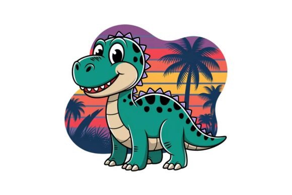 Review: Trendy Humorous Retro Dino Vector PNG