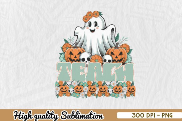 Teach Halloween Retro Ghost Cute PNG Review